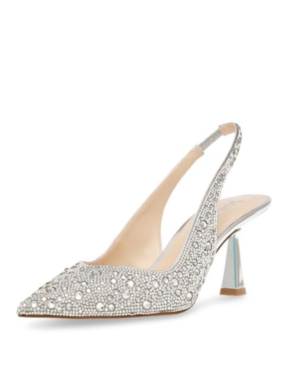 Women's Slingback Kitten Heel Pointed Toe Pump With Rhinestone Embellishment